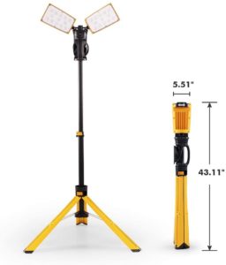 LUTEC 6290Pro 9000 Lumen 90 Watt Dual-Head LED Work Light with Telescoping Tripod